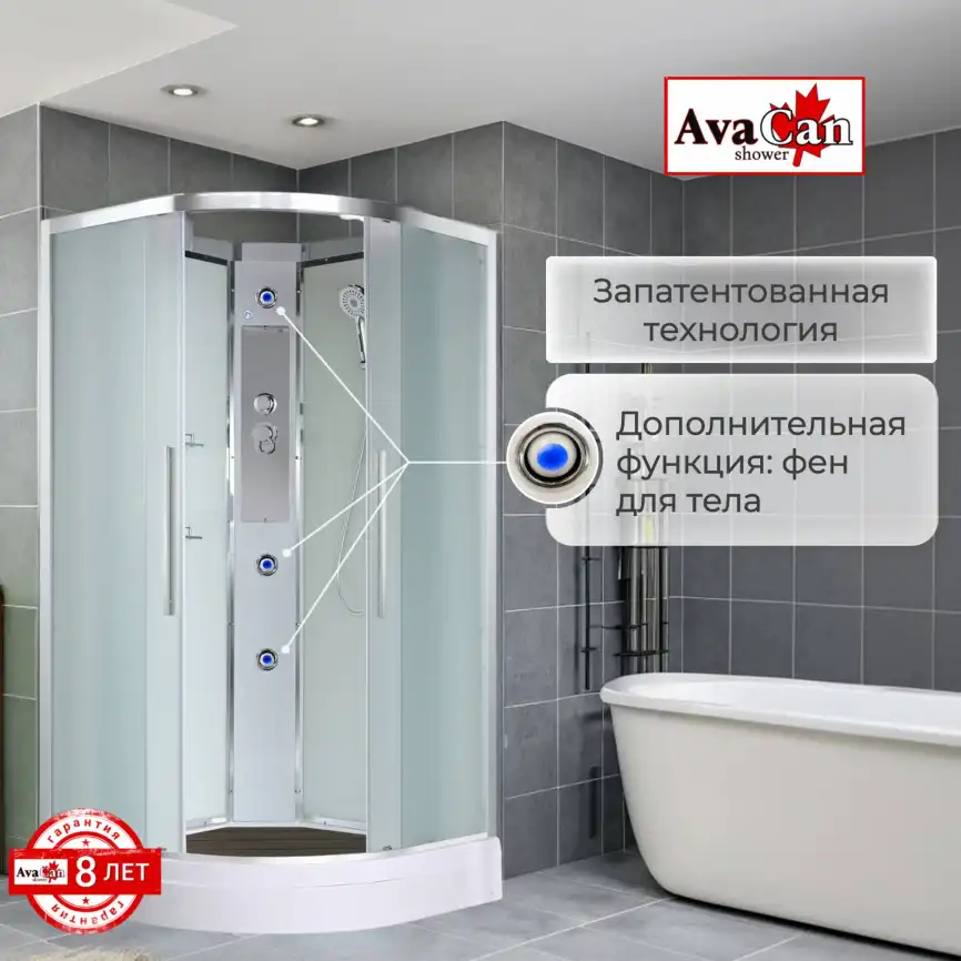 Душевая кабина AvaCan EM2090N 90x90 см, низкий поддон, без крыши фото 9