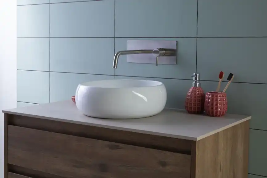 Раковина накладная Aquanet ROUND-1 36х36х13 круглая, Белая глянцевая фото 8