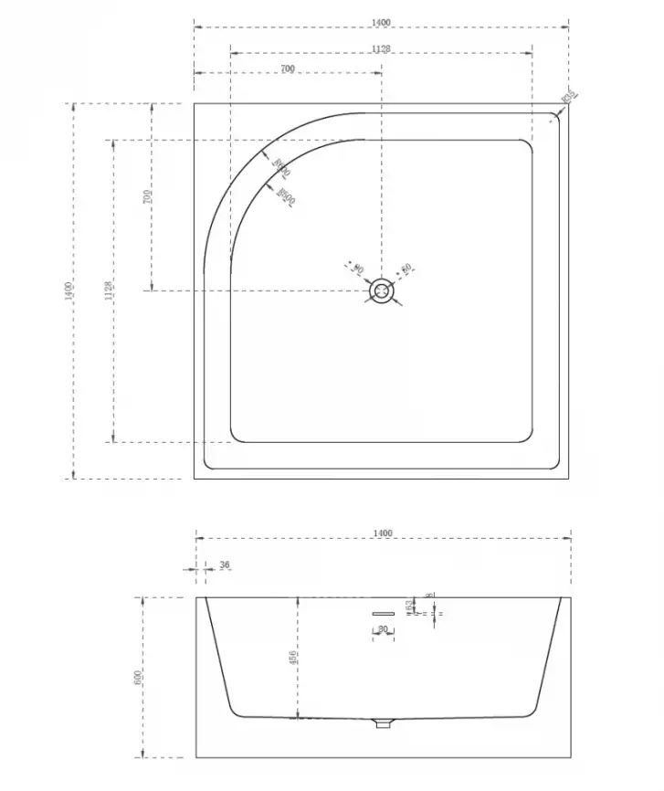Акриловая ванна Abber 140х140 AB9337, отдельностоящая, Белая глянцевая фото 4