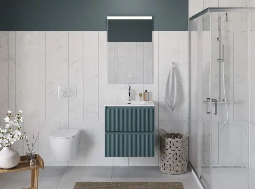 Тумба под раковину BelBagno UNO-600-2C-SO-AO подвесная, Голубой Матовый фото 12