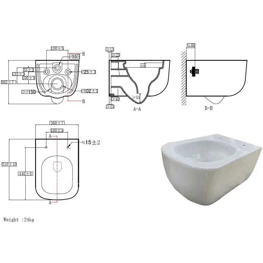 Подвесной унитаз Azario Ollin AZ-1883WH безободковый, смыв Торнадо, в комплекте с сидением микролифт, Белый глянцевый фото 5