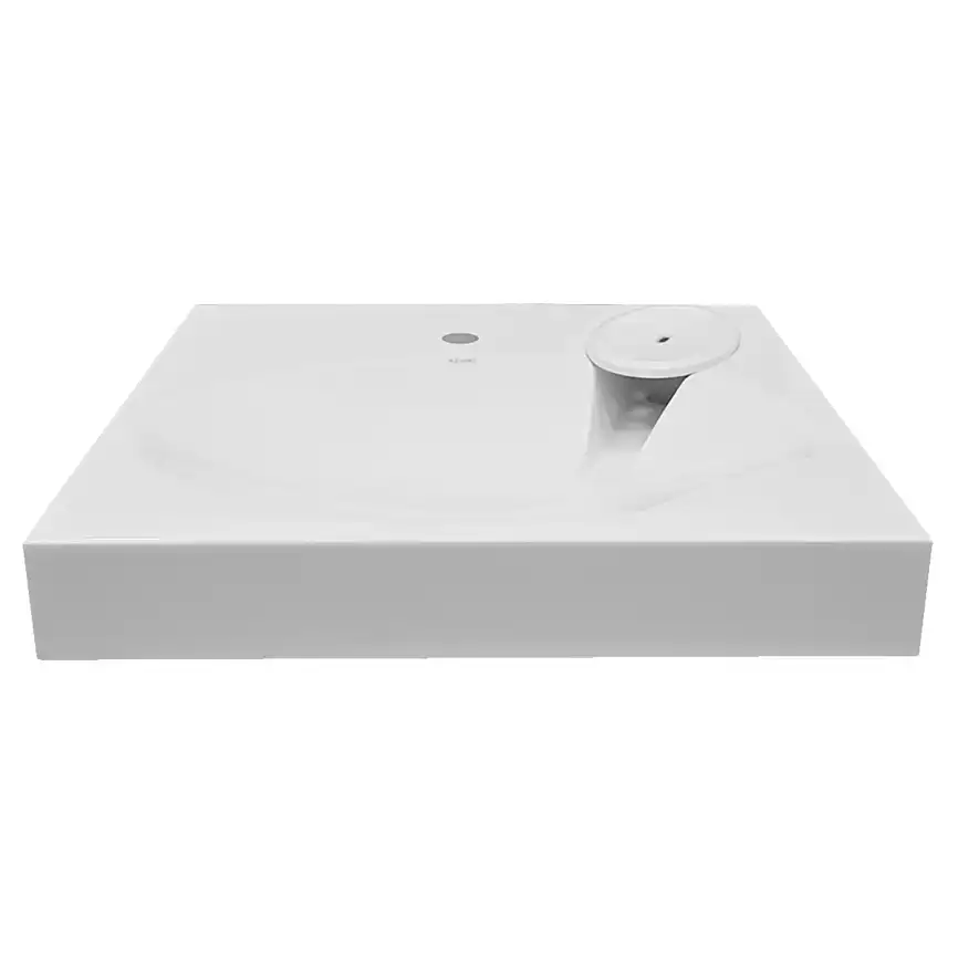 Раковина Azario Estet 60х55 CS00082259 над стиральной машиной, из литьевого мрамора, Белая фото 2