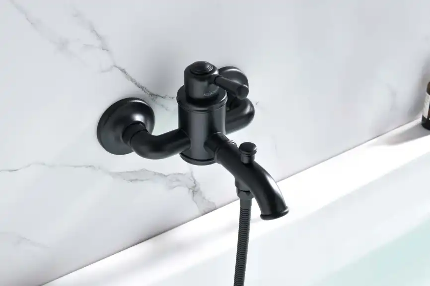 Смеситель для ванны Aquatek Классик AQ1540MB, однорычажный, с коротким изливом, Черный матовый фото 3