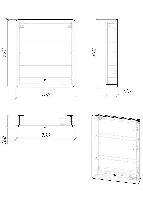Зеркальный шкаф Grossman АДЕЛЬ-70 см правое с LED подсветкой 207004 фото 5
