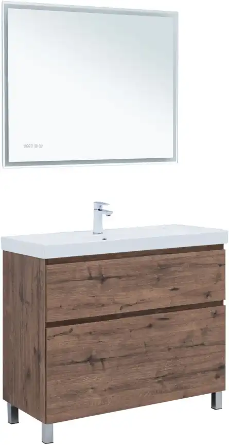 Тумба под раковину Aquanet Алвита New 100 напольная, дуб веллингтон табак, 344130 фото 11