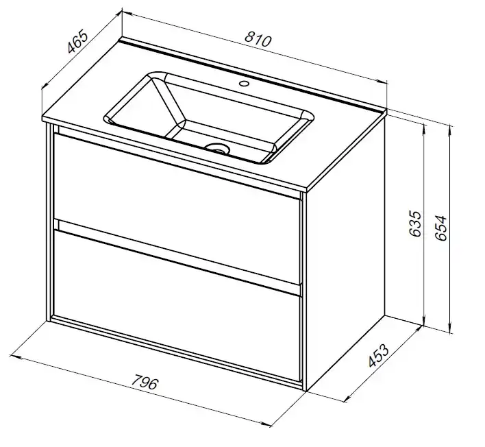 Тумба под раковину Aquanet Милан 80 дуб светлый, подвесная, 336384 фото 2
