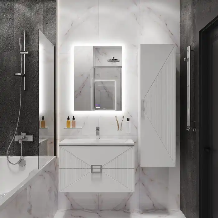 Шкаф-пенал для ванной Grossman Луксор 35 подвесной, белый матовый (303550) фото 2