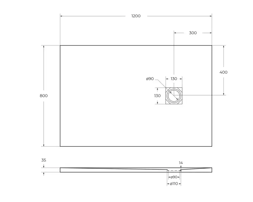 Душевой поддон BelBagno UNO 120х80 из искусственного камня, TRAY-MR-UNO-AH-120/80-35-NERO-NO, Черный матовый фото 5