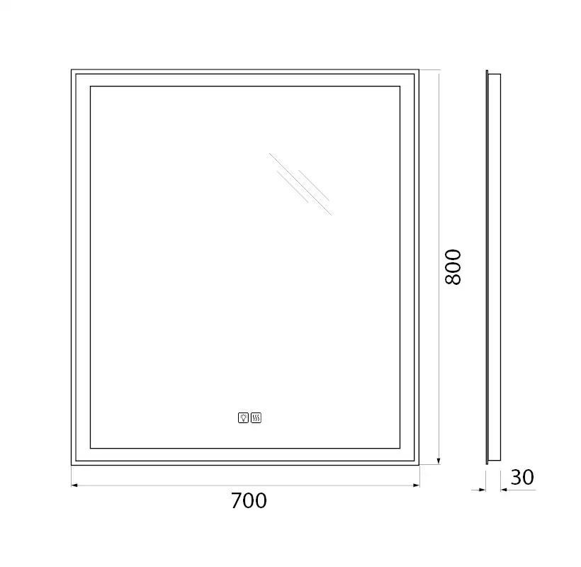 Зеркало BelBagno SPC-GRT 70х80 SPC-GRT-700-800-LED-TCH-WARM с подстветкой, сенсорный выключатель, с подогревом фото 10