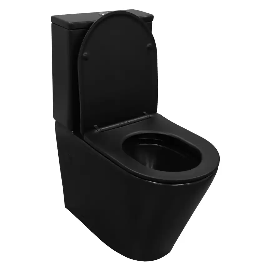 Унитаз-компакт Azario Black Queen  AZ-8380 напольный, безободковый, с бачком и сидением микролифт, цвет черный матовый фото 2