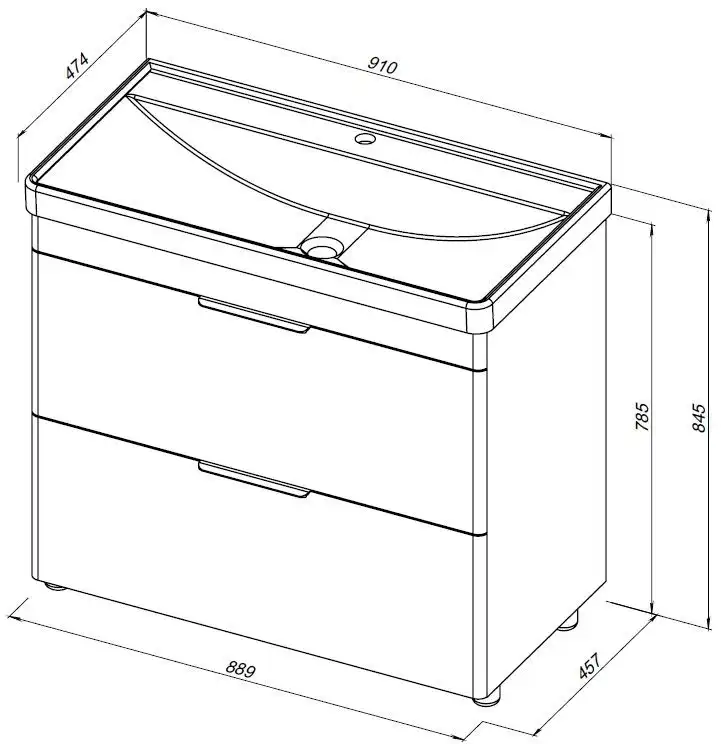 Тумба под раковину Aquanet Ирис New 90 напольная, белый глянец, напольная, 336309 фото 2