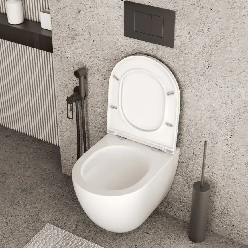 Подвесной унитаз Grossman GR-4455SQC безободковый, смыв торнадо, Белый глянцевый фото 4