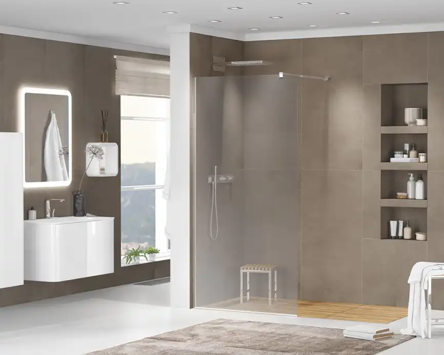 Душевая перегородка CEZARES LIBERTA-L-1-100-GR-Cr стекло Тонированное (графит), профиль Хром фото 6