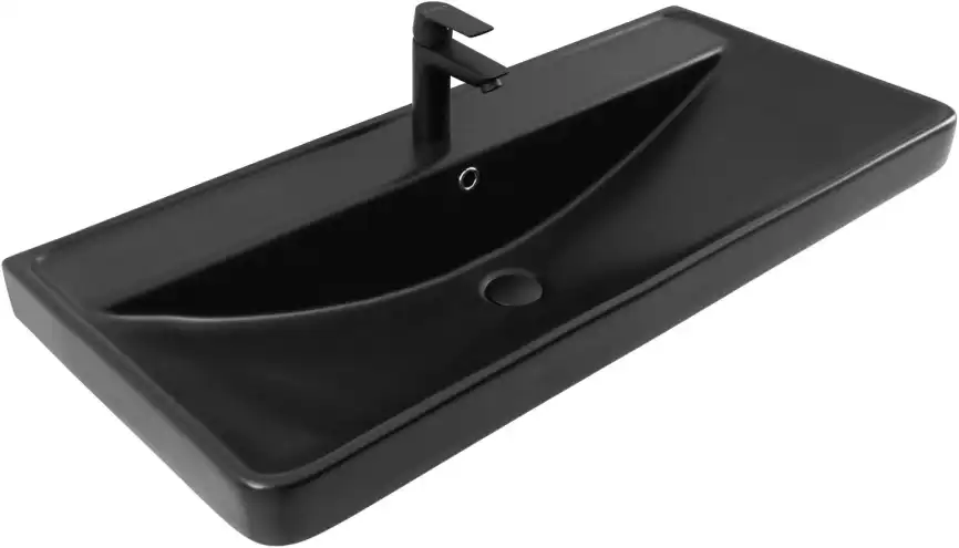 Раковина Aquanet Ирис 100 329251 прямоугольная, Черная матовая фото 1