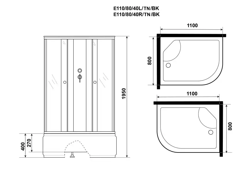 Душевая кабина Niagara Eco 110х80х195 E110/80/40L/TN/BK высокий поддон, без гидромассажа фото 4