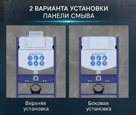 Инсталляция для унитаза Aquatek INS-0000027 с верхней / боковой кнопкой смыва фото 2