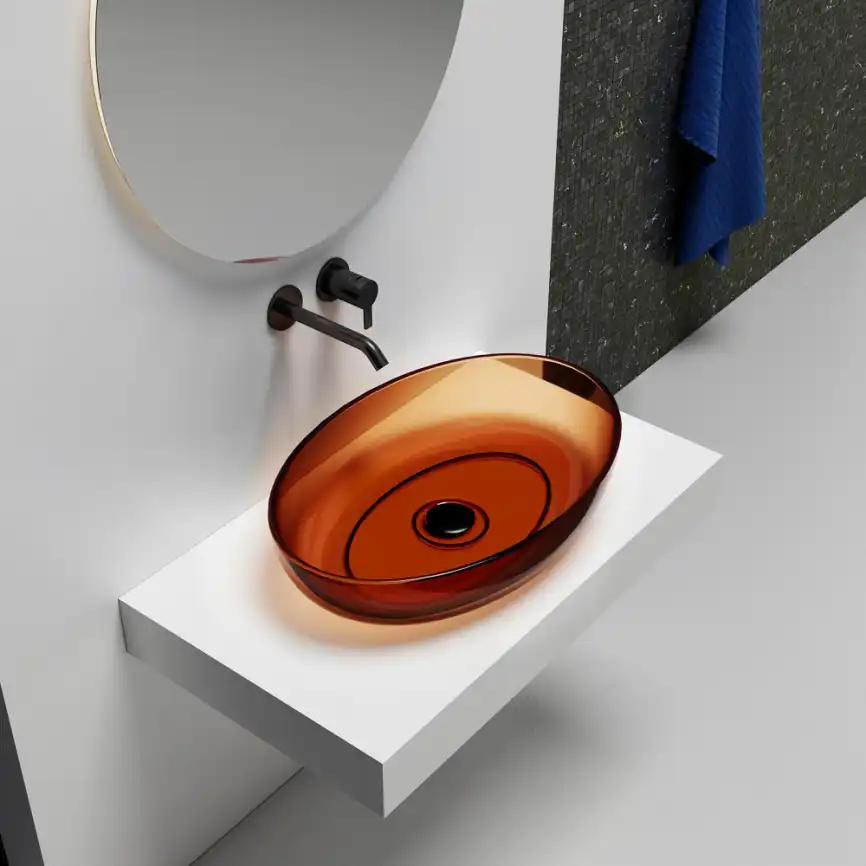 Раковина накладная ABBER KRISTALL 60х40х13 AT2801Opal, овальная, коричневая фото 2