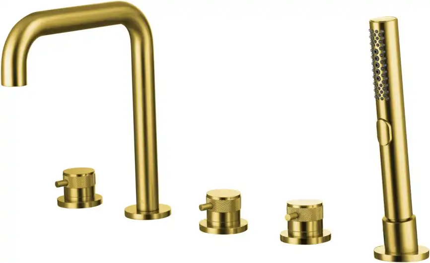 Смеситель на борт ванны Allen Brau Priority 5.31007-GB (с внутренней частью) золото браш фото 1