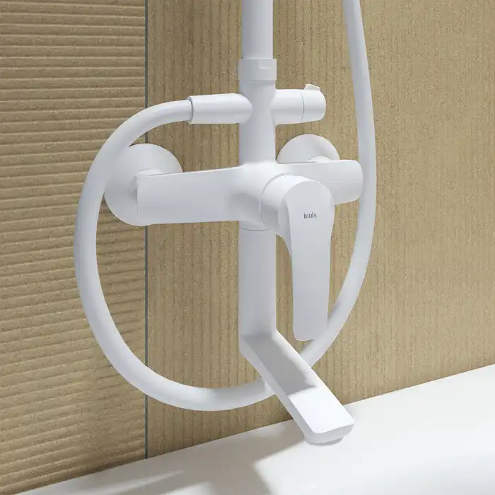 Душевая система IDDIS Ray RAYWT3Fi06 для ванны с изливом цвет, Матовый белый фото 3