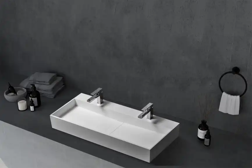 Раковина накладная ABBER STEIN 120х40х15 AS2642, прямоугольная, белая матовая фото 2