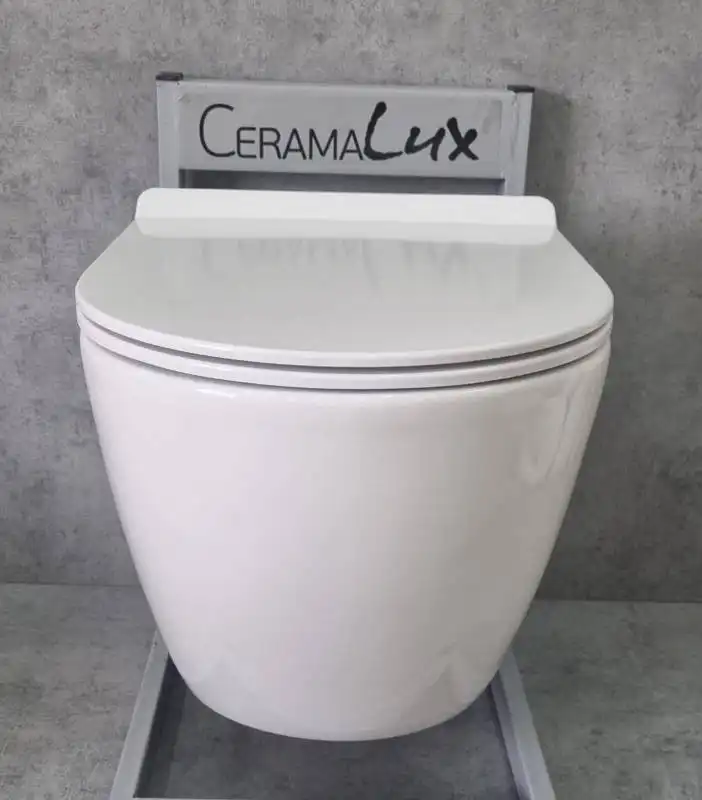 Унитаз подвесной CeramaLux 2196 -2 с сиденьем микролифт Белый фото 4
