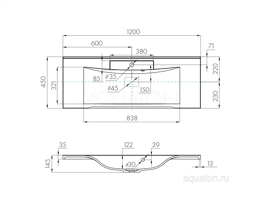 Раковина AQUATON Премьер М 120 белая 1A70483KPR010 фото 3