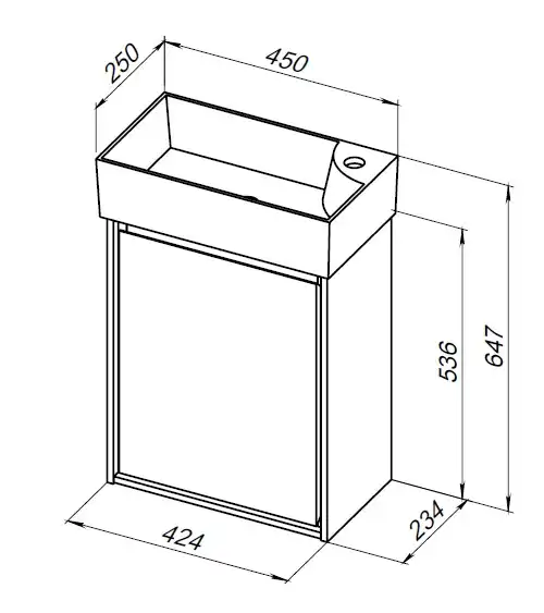 Тумба под раковину Aquanet Милан 45 белый глянец, подвесная, 339962 фото 2