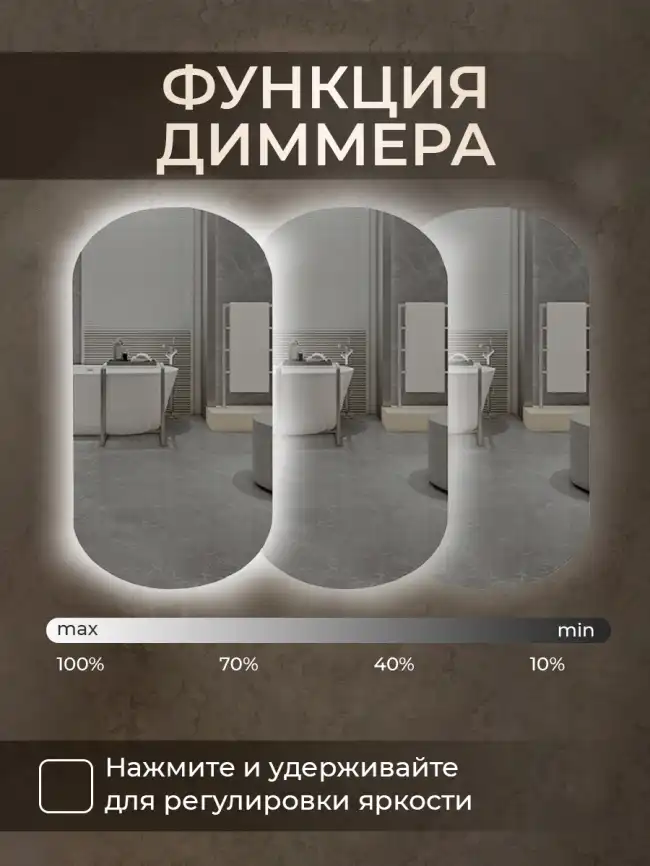 Зеркало с подсветкой AVS Гарда 55x105 см, сенсор фото 5