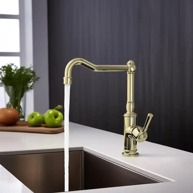 Смеситель для кухни Aquatek Классик AQ1580PG поворотный излив, Золото фото 5