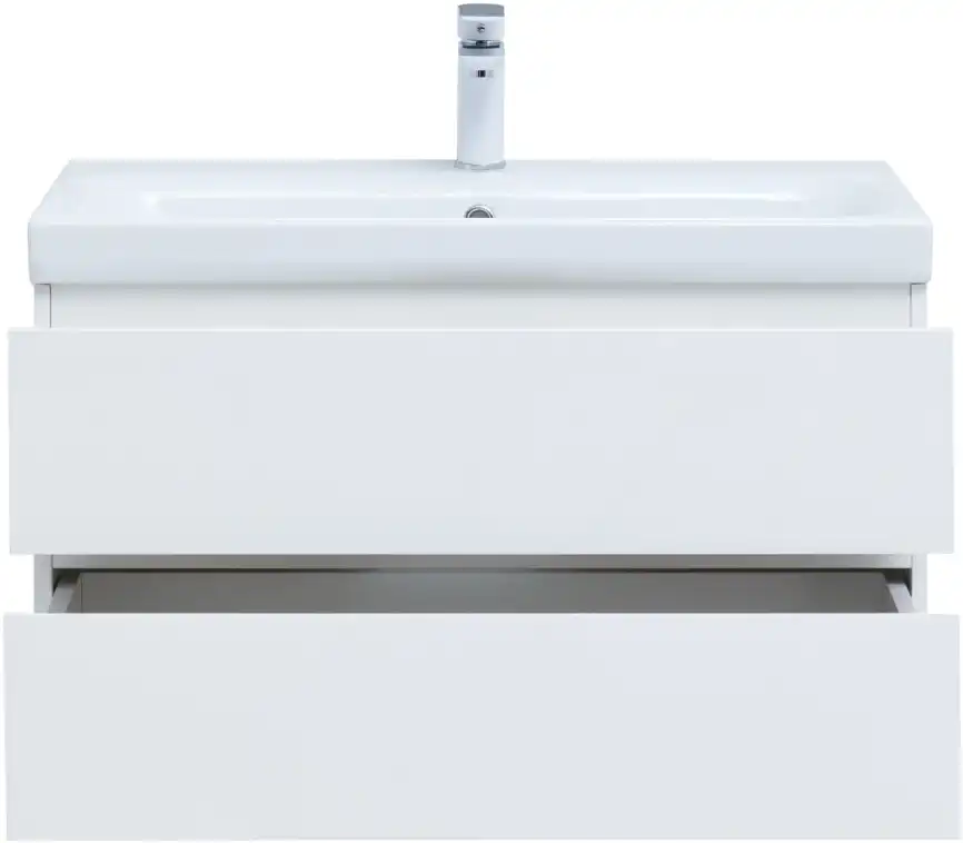 Тумба под раковину Aquanet Беркли 80 белый глянец (2 ящика) 302351 фото 5