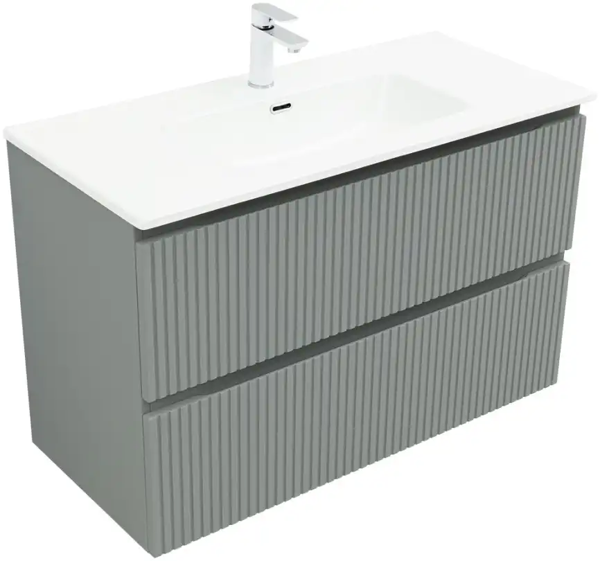 Тумба под раковину Aquanet Джейн (Flat) 100 мисти грин, подвесная, 335436 фото 15