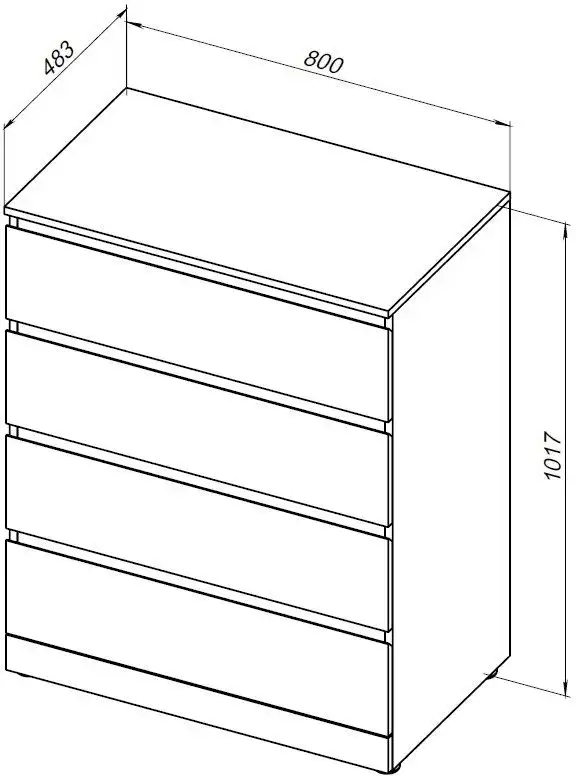 Комод Aquanet Сканди 800x480 Дуб эдгрейн (4 ящика) 302541 фото 2