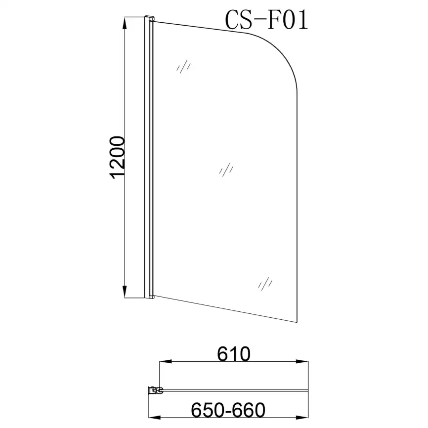 Шторка для ванны Loranto 65х120 прозрачное стекло 6 мм, профиль хром, CS-F01 фото 4