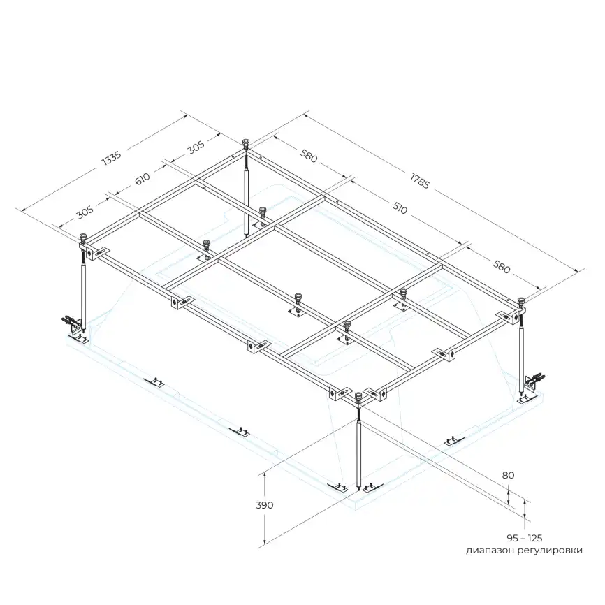 Металлический каркас для акриловой ванны CEZARES PLANE_DUO-MF фото 2