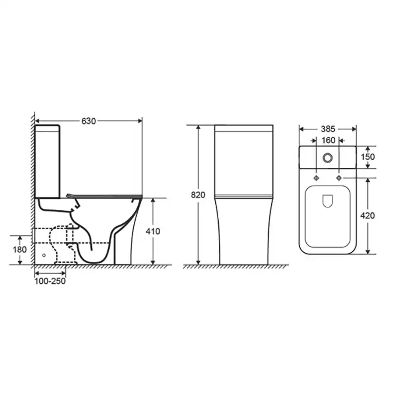 Унитаз-компакт Azario ANTEO SQUARE AZ-1218A напольный, безободковый, с бачком и сидением микролифт, цвет белый фото 10