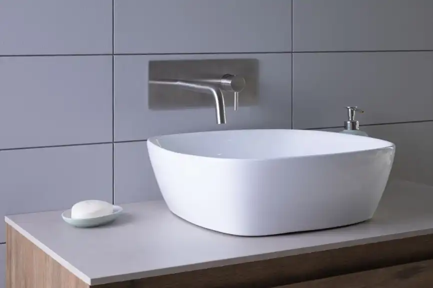 Раковина накладная Aquanet  TREND-1 40х40х14 квадратная, Белая глянцевая фото 7