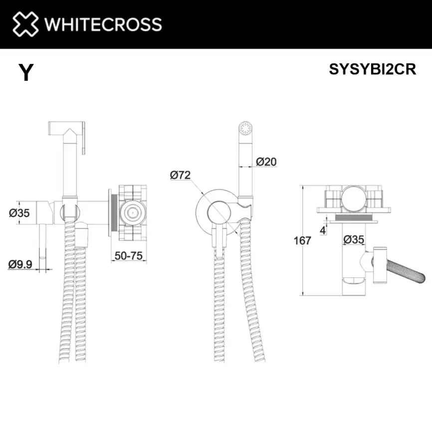 Смеситель с гигиеническим душем Whitecross Y chrome скрытого монтажа Хром, SYSYBI2CR фото 3