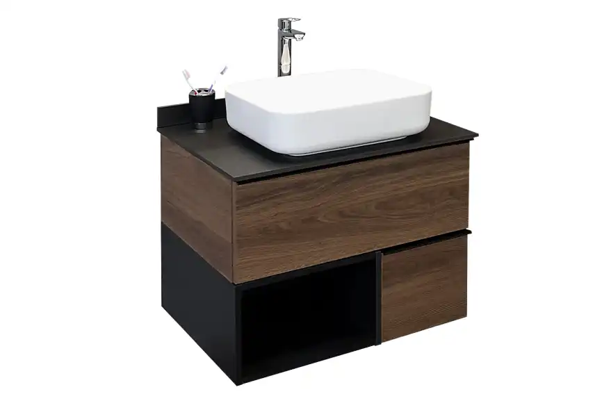 Тумба с умывальником Comforty Штутгарт 75 Дуб темно-коричневый, 00-00001884 фото 2