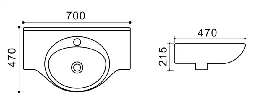 Раковина подвесная Azario 700x470x215, белый (TEO-70) фото 2
