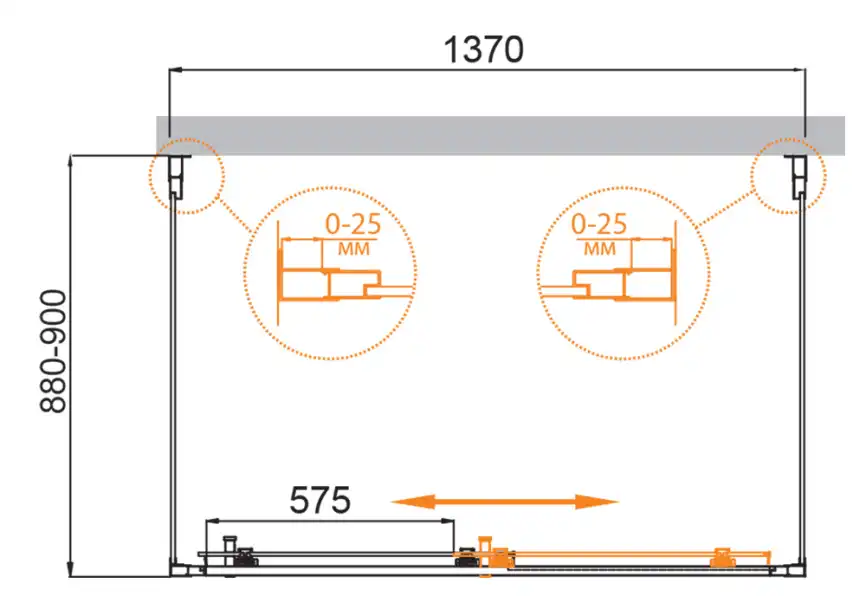 Душевой уголок CEZARES MOLVENO-AH-12-140/90-C-GM-IV стекло Прозрачное, профиль Оружейная сталь фото 6