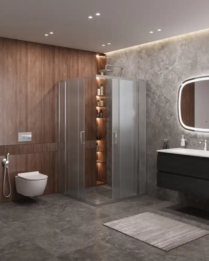 Душевой уголок CEZARES MOLVENO-A-22-90+20-P-Cr стекло Матовое рифленая, профиль Хром фото 6