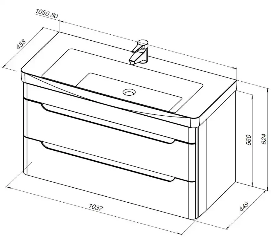 Тумба под раковину Aquanet София 105 белый глянец (2 ящика) 274116 фото 2