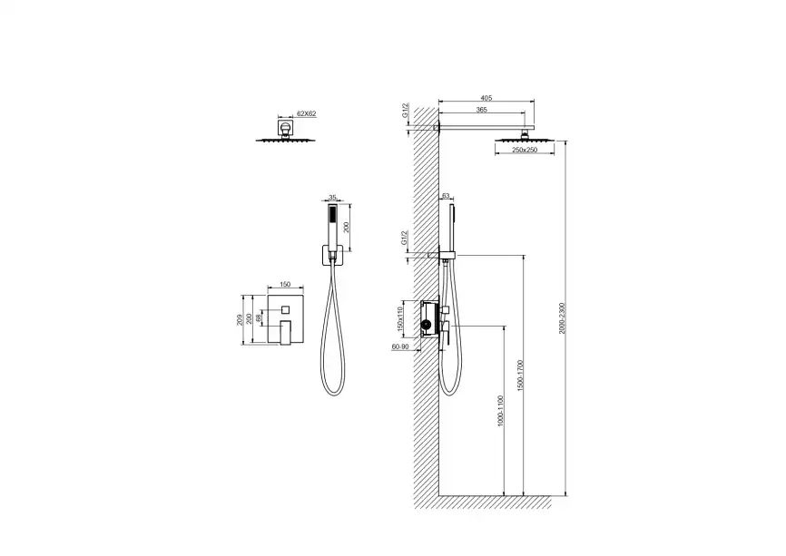Душевая система Aquatek ЛИБРА AQ1672MB для душа встраиваемая, Черный матовый фото 3