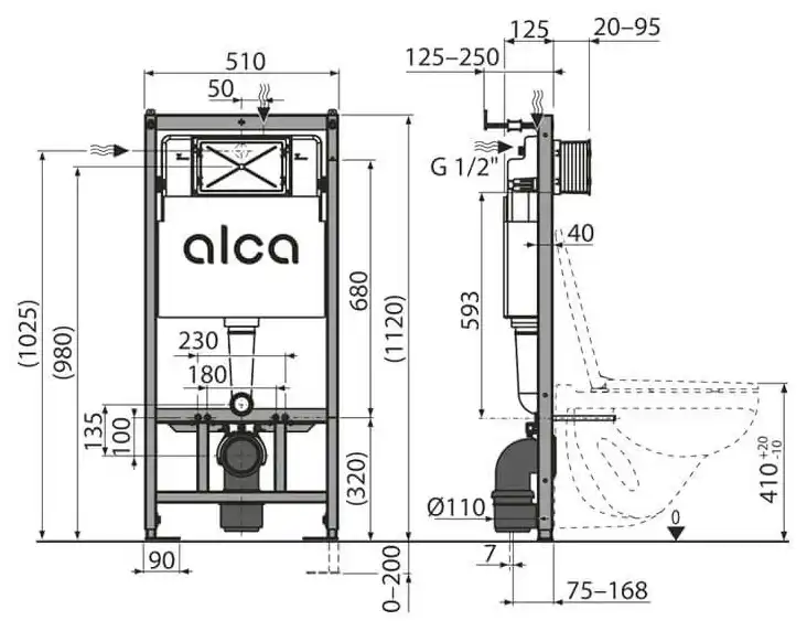Инсталляция для унитаза AlcaPlast AM101/1120-4:1 RU M570-0001 с Белой клавишей смыва фото 6