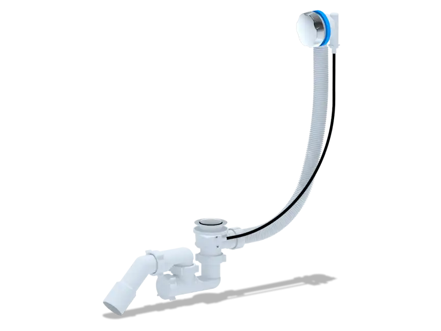 Слив-перелив Ани Пласт EM321 для ванны, полуавтомат, с переходным трубком 45° 40х50, Хром фото 1