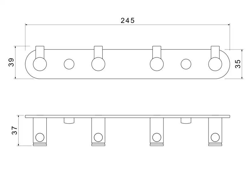 Планка с 4 крючками Aquatek Европа AQ4123BGM, Оружейная сталь фото 2