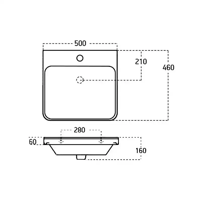 Раковина Sanovit LUXURY 50 11050-KL прямоугольная, Белая глянцевая фото 2