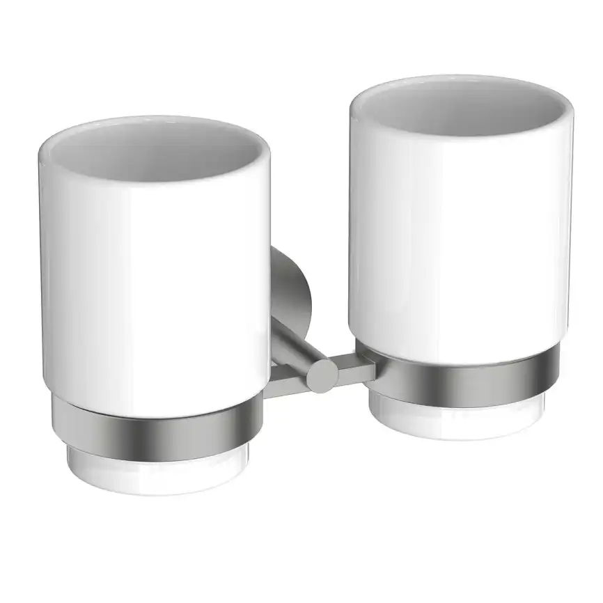 Стакан для ванной Aquatek Бетта AQ4617BGM двойной, Оружейная сталь фото 1