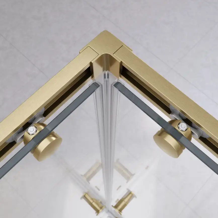 Душевой уголок CEZARES RELAX-304-AH-2-120/90-C-BORO стекло Прозрачное, профиль Брашированное золото фото 2