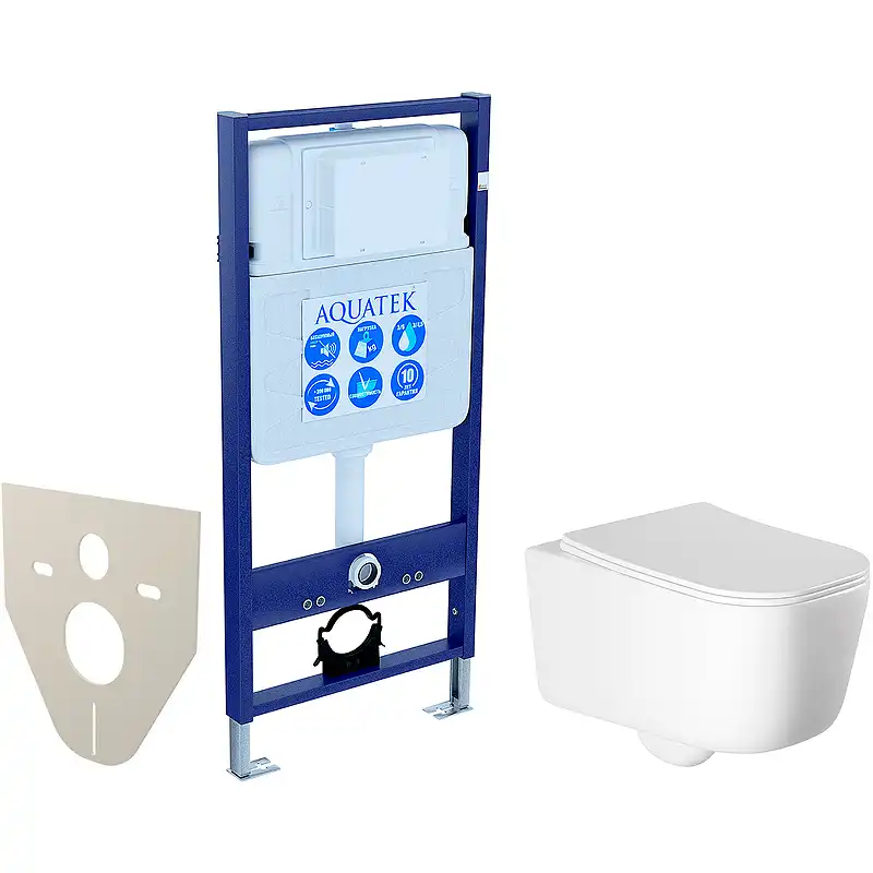 Комплект унитаза с инсталляцией Aquatek Set Aquatek Лугано с сиденьем Микролифт фото 1